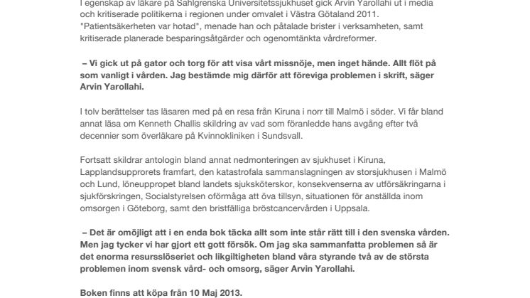 Ny bok skildrar den svenska sjukvårdens förfall 