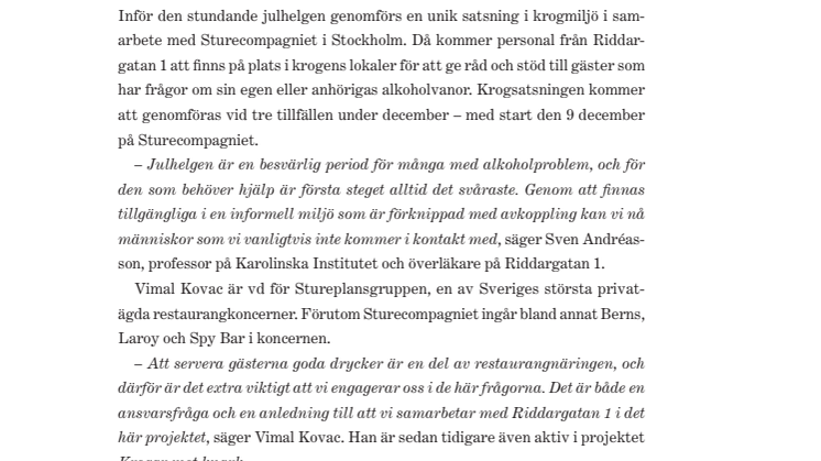 Alkoholvården flyttar in på krogen