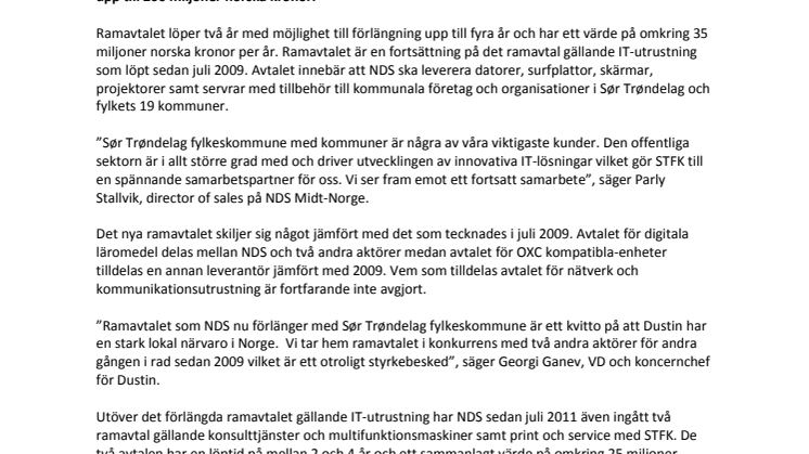 Norsk Data Senter tecknar ramavtal med Sør Trøndelag fylkeskommune 