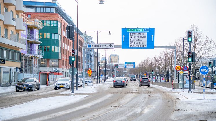 Östra Bangatan ska anpassas för Citylinjen och bli en hållbar stadsgata. Foto: Örebro kommun/Fredrik Kellén
