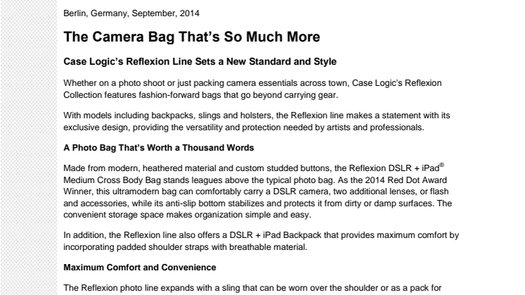 Case Logic Reflexion - The Camera Bag That’s So Much More