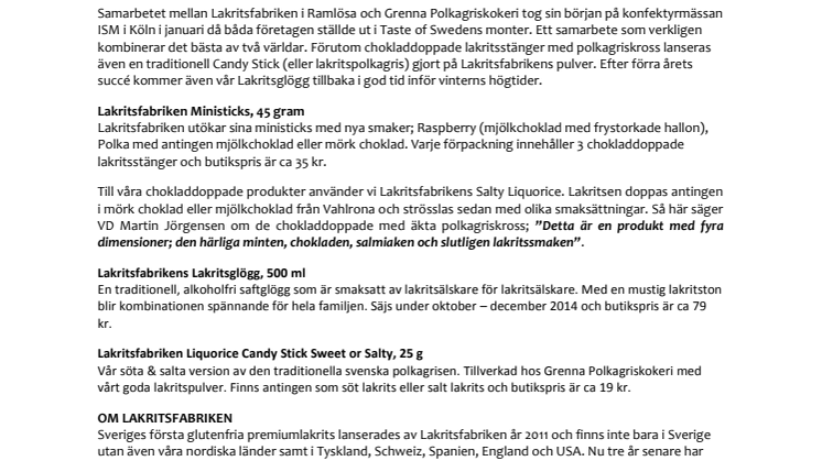 Lakritsfabrikens höstnyheter 2014!