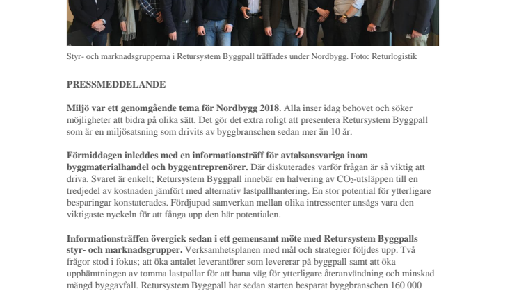 Entusiastiskt deltagande på Nordbygg kring Retursystem Byggpall