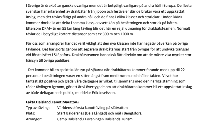 Drakbåtar deltar i Dalsland Kanot Maraton+