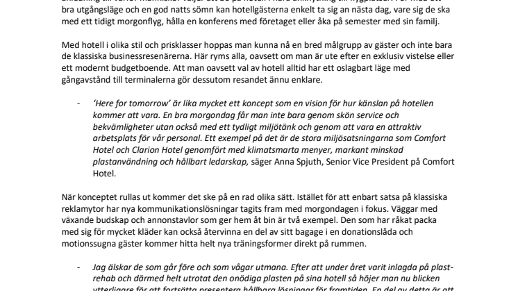 Comfort Hotel och Clarion Hotels nya koncept - att göra morgondagen till världens bästa dag
