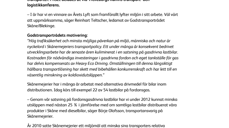 Skånemejerier prisas för sitt miljöarbete