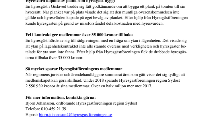 ​Hyresgästföreningen summerar 2019 i Jönköpings län