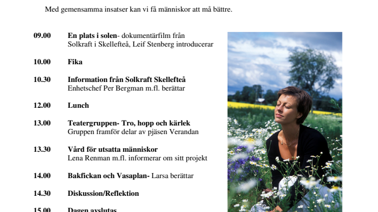 Programmet för seminariedagen den 1 juni i landstingshusets fullmäktigesal i Umeå.