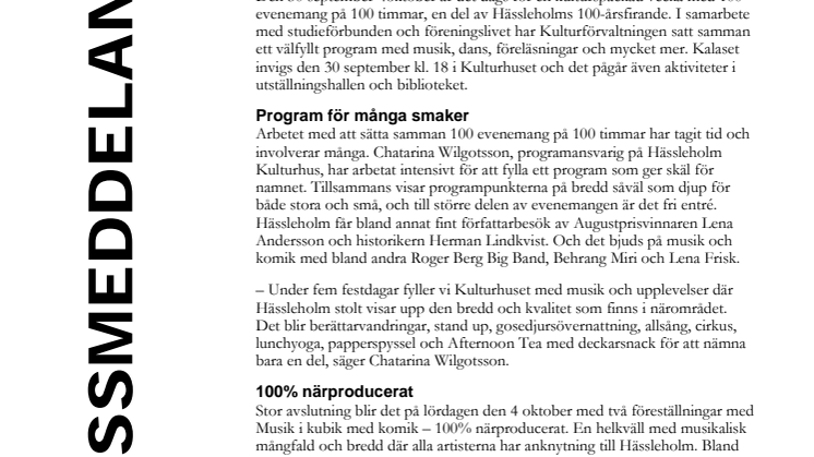 100 evenemang på 100 timmar