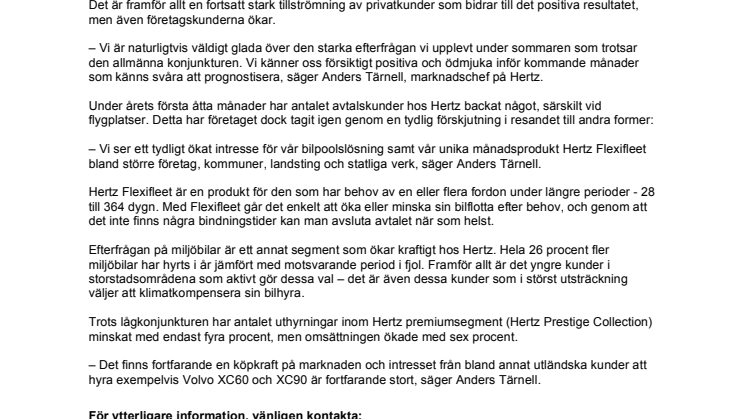 Högtryck för Hertz i sommar