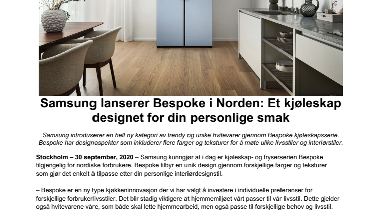 Samsung lanserer Bespoke i Norden: Et kjøleskap designet for din personlige smak