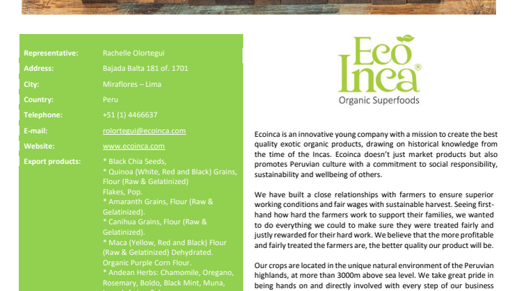 EcoInca  corporate Profile 