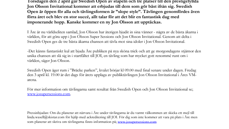 Tävla mot Jon Olsson i Åre