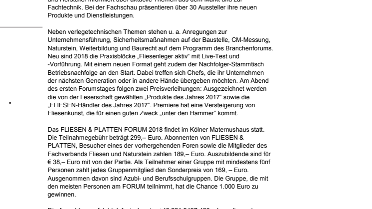 FLIESEN & PLATTEN-FORUM 2018 