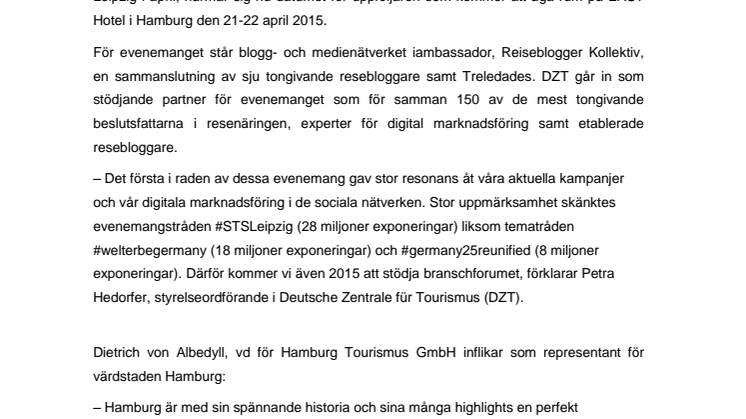 Social Travel Summit i Hamburg den 21-22 april 2015