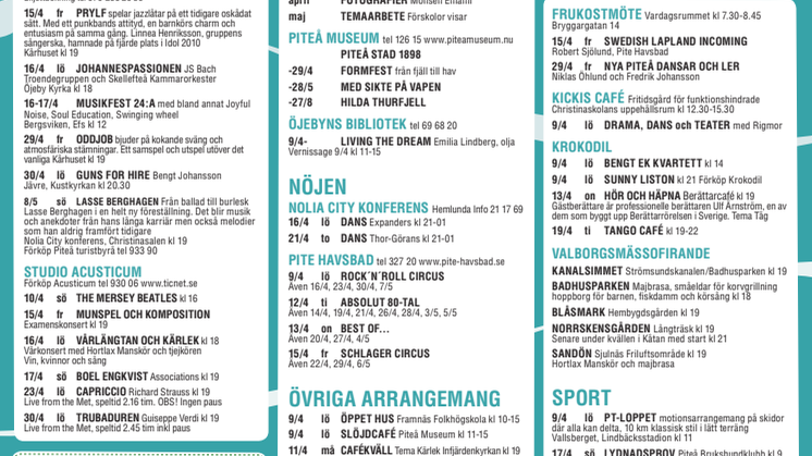 Det händer i Piteå 9 april - 8 maj 2011