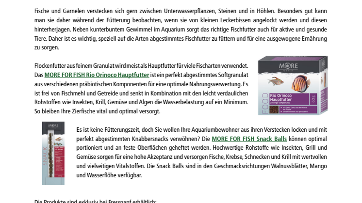 Fressnapf-Produktnews 08/2018: Optimale Fütterung im Aquarium