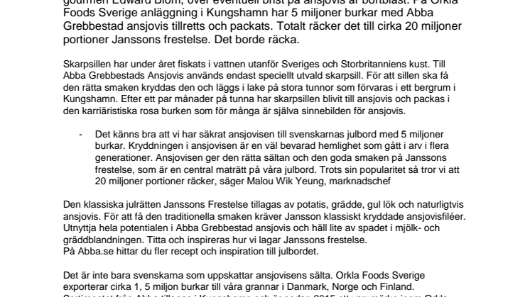 Jansson Frestelse är räddad – ansjovisen finns på hyllorna
