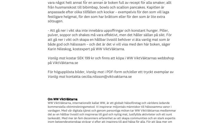 WW ViktVäktarna släpper ny kokbok för alla kockar, och alla tillfällen