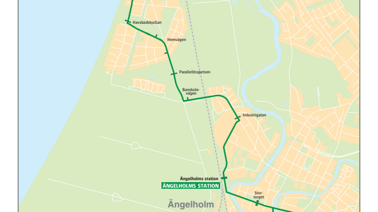 Stadsbuss linje 4 i Ängelholm, karta och tidtabell, gäller från 13 augusti 2017