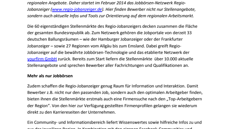Die Jobsuche wird regional: Mit 60 lokalen Stellenmärkten für ganz Deutschland