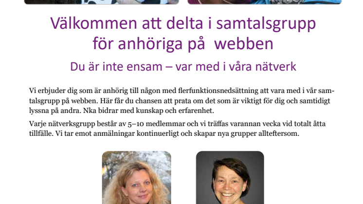 Samtalsgrupp för anhöriga till någon med flerfunktionsnedsättning