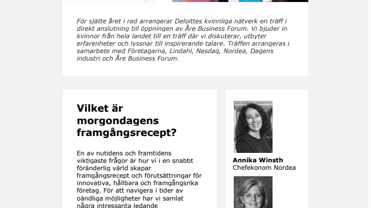 Inbjudan till kvinnligt nätverk 29 mars 2017
