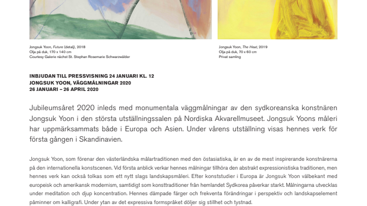 Jongsuk Yoon på Nordiska Akvarellmuseet / Pressvisning 24 januari kl. 12