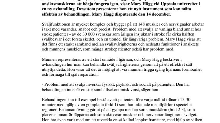 Mungympa kan lära patienterna att svälja igen