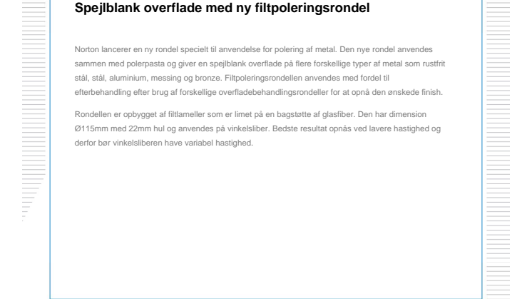 Spejlblank overflade med ny filtpoleringsrondel