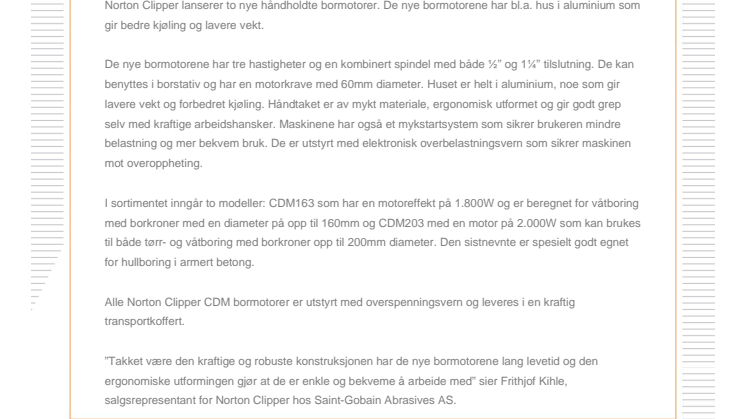 Nye bormotorer fra Norton Clipper