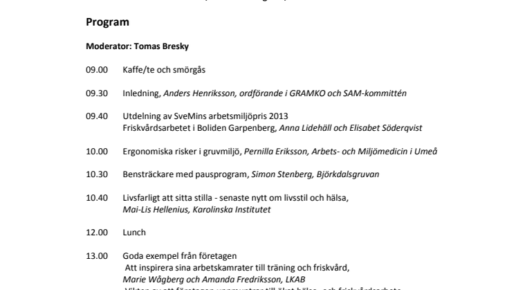 Pressinbjudan till seminariet "Gruvarbete och hälsa"