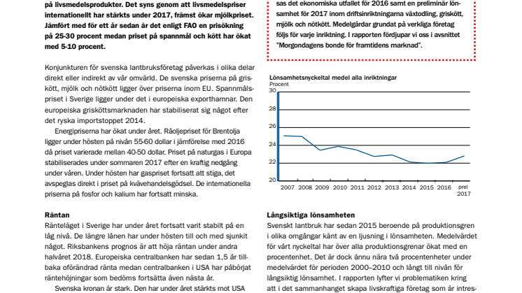Lantbrukets lönsamhet - höst 2017