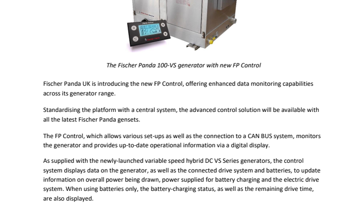Fischer Panda Introduces Standardised FP Control Across New Models