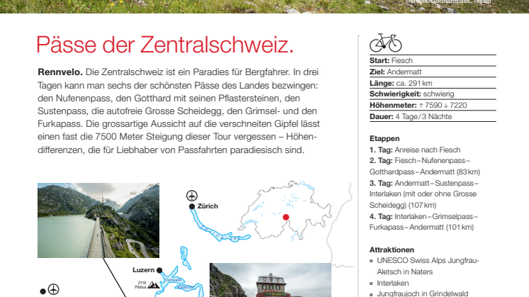 Fact Sheet Top Cycling Tour Pässe der Zentralschweiz 