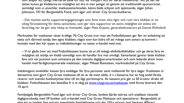City Gross och Svensk Elitfotbolls nya satsning på Fotbollskassen driver marknaden för e-handel med mat