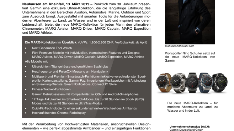 Leidenschaft neu definiert: Garmin lanciert die MARQ-Kollektion - Die Premium Tool Watch der nächsten Generation