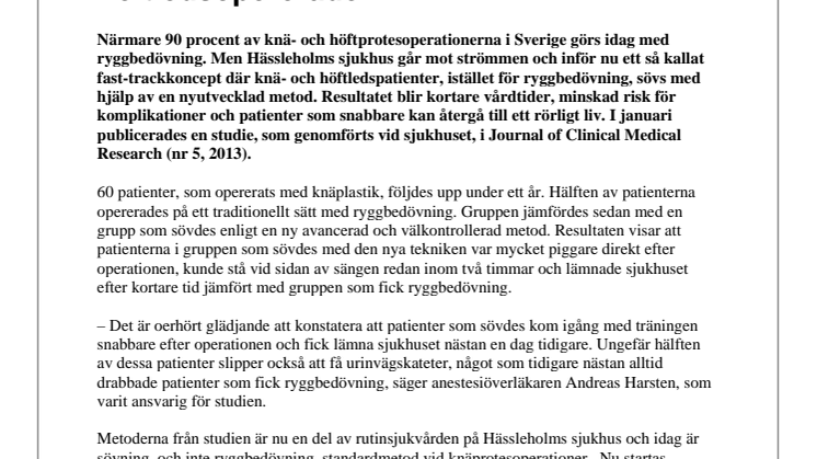 Nytänkande operationsmetoder ger snabbt tillfrisknande för knä- och höftledsopererade 
