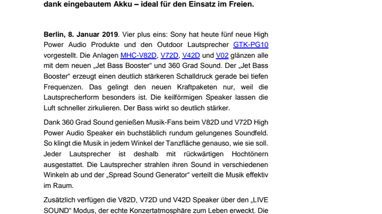 Der Star an der Tanzfläche: die neuen High Power Audio Produkte von Sony