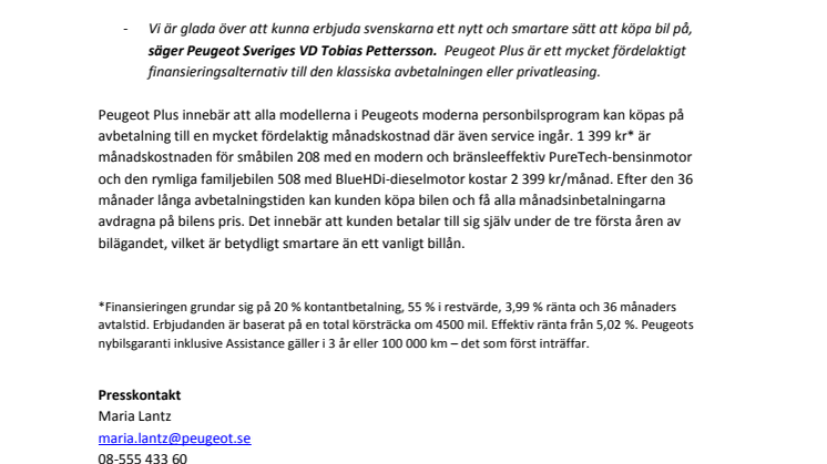 Peugeot Plus – det nya smarta sättet att köpa bil!