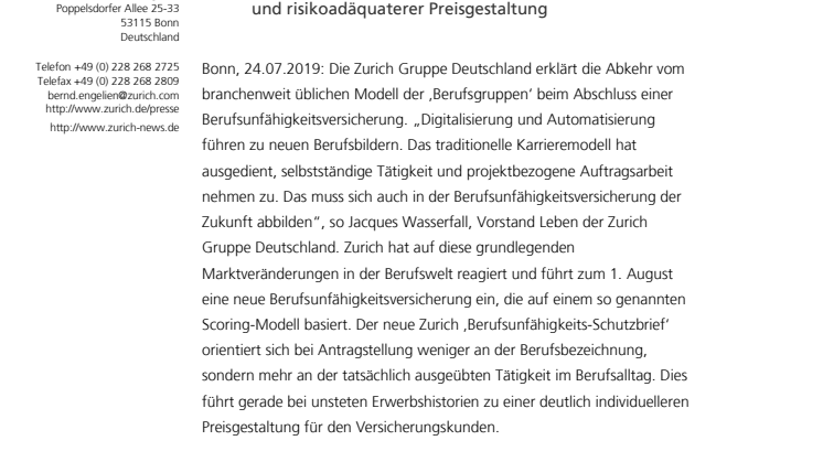 Zurich: Berufsgruppenmodell hat keine Zukunft