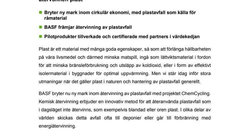 Plastavfall blir till värdefull råvara för nya produkter