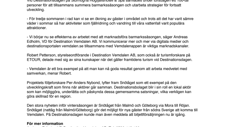 Barmarkssäsongen fortsätter att öka i Vemdalen