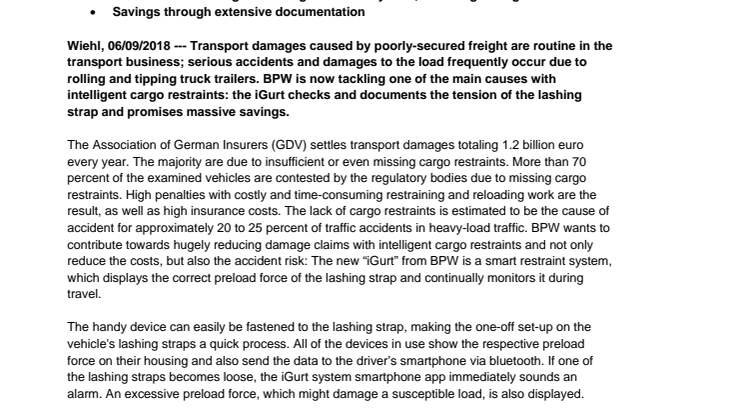 iGurt: BPW makes cargo restraints intelligent