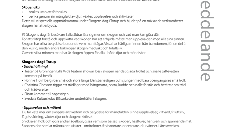Skogens Dag i Torup söndagen den 4 september
