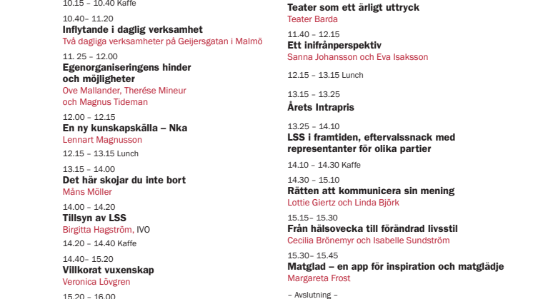 Program Intradagarna 2014