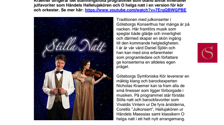 Stilla natt: Julkonserter med Göteborgs Symfoniker och Daniel Sjölin