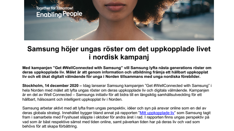 Samsung höjer ungas röster om det uppkopplade livet i nordisk kampanj