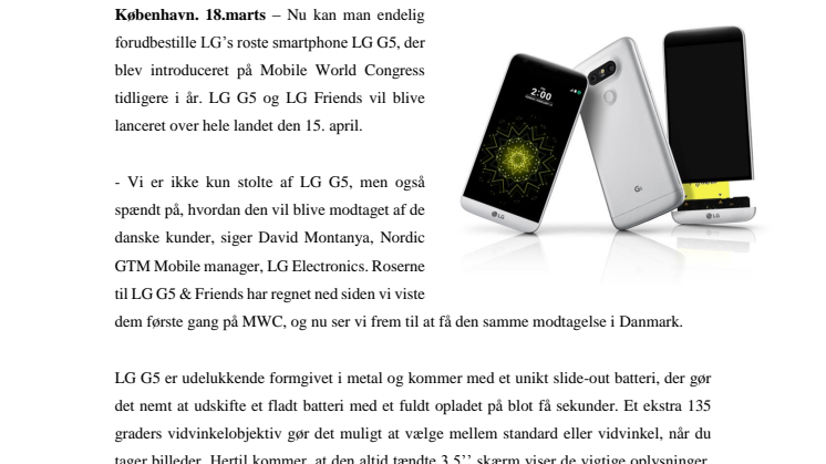 NU KAN DU FORUDBESTILLE LG G5, DER KOMMER TIL DANMARK 15. APRIL