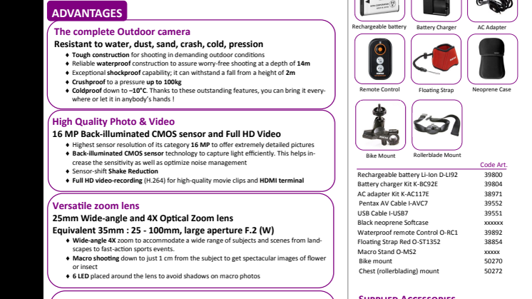 Pentax Specsheet
